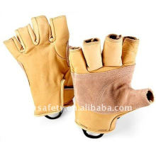 Cow Grain Leather Sport Fingerless Climbing Glove